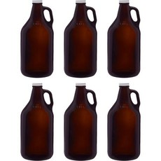 PROMOS DISCALT 6 앰버 유리 맥주 그롤러 세트 64온스 뚜껑 나사 견고한 바웨어, Blank - Amber, 6 growlers