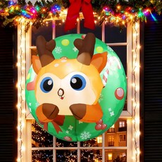 COMIN 1m(3.4피트) 크리스마스 공기 주입식 순록 창문 야외 장식 블로우 업 내장 LED 조명 크리스마스 파티 실내 마당 잔디 정원 파티오 장식용, COMIN 1m(3.4피트) 크리스마스 공기 주입식 순