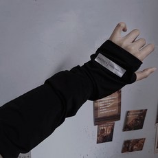 桃園出貨 頹廢元素暗黑色半指袖套朋克時尚ins冰袖護袖露指忍者手套亞比Y2K, 1個, ins袖黑【1只】