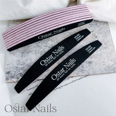 Ostar Nails 心緹 Ostar韓國進口半月黑砂磨棒 美甲 拋光 拋磨 打磨 卸甲 磨砂條 黑砂條, 1個, 韓國半月黑砂磨棒100/180-10入, Black