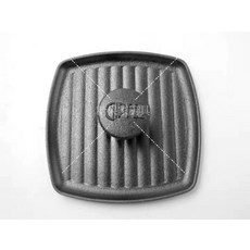 누름팬 고기누름판 누르개 돼지껍데기 무쇠 원형 스테이크 압착판, 정사각형 18cm, 1개, 1cm