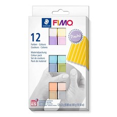 STAEDTLER 8023 C12-3 FIMO 소프트 오븐 경화 모델링 클레이 12 x 25g 블록 - 파스텔 색상