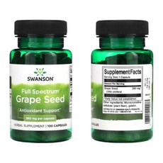 Swanson Grape Seed Heart Antioxidant Free Radicals Healthy Blood Pressure Support Polyphenols OPCS (, 1개, 100정