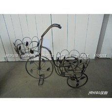 House傢飾 復古古銅色鐵製三輪車二格花器/花架-中【限量款