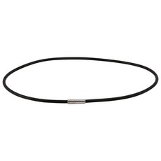3Mm 검정색 고무 코드 목걸이(스테인리스 스틸 마감 포함) - 18인치