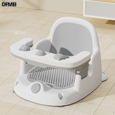 DFMEI 寶寶洗澡坐椅兒童洗澡神器洗澡凳可坐託座椅嬰兒浴盆支架防滑浴凳, 1個, FT-125灰色不感溫款不帶輪