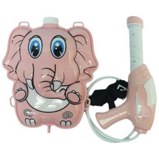 大象背包水槍 後背式水槍 兒童背包式水槍 加壓水槍 槍長29cm, 淺粉紅, 1個