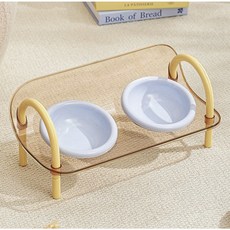 디앤이 반려동물 높이조절 도자기식기2구+식탁 강아지 고양이 밥그릇, 1개, 라떼
