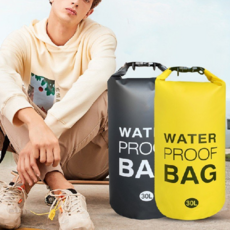 방수 드라이 백 대용량 휴대용 스포츠 물놀이 방수 가방 해변 접이식 피크닉 차량용 파우치 낚시 드럼 차박, 옐로우