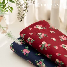 골덴원단 스판 잔골덴 16W 코듀로이원단 꽃무늬 플라워 대폭 겨울 천 딥로즈 2종, 01) 레드