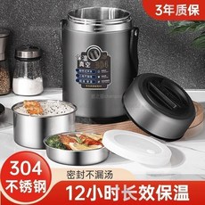 不銹鋼燜燒保溫提鍋，304不鏽鋼材質，雙層便當盒，保溫保冷，孕童可用, 墨綠色加厚+餐具+保溫袋,2600ml【適合2人】, 1個