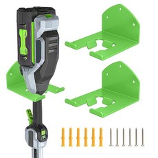 전동 공구 정리함 벽 마운트 잡초 제거기용 잔디 도구 보관 랙 E.GO Power+ 스트링 트리머용 트리머 랙 배터리 전원 1팩, 2팩-그린