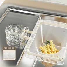 싱크대 음식물 쓰레기통 흡착식 거치대 거름망 세트, 투명  + 거름망100장, 1개