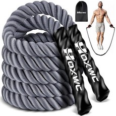 HOXWC 중량 줄넘기 피트니스용 0.9kg(2파운드) 튼튼한 피트니스 훈련을 위한 배틀 로프 남성 및 여성용 홈 체육관에서 전신 운동 다리 팔 강화 근육 안정화 349