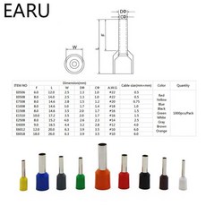 1000 개/갑 E0508 절연 페룰 터미널 블록 코드 와이어 커넥터 전기 크림프, 04 1000pcs White, 09 E0506