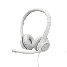 Logitech 羅技 H390 有線耳機麥克風 舒適軟墊頭帶 降噪麥克風, 珍珠白