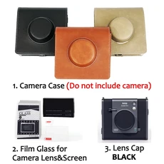 Fujifilm Instax Wide EVO 카메라 가방 파우치 용 보호 케이스 어깨 끈이있는 커버 부드러운 자기, 06 Case Glass Cap-B, 03 Black