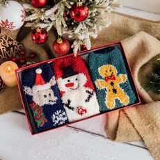 聖誕熱賣 聖誕襪禮盒裝襪子女 情侶款男珊瑚絨加絨聖誕節平安夜送女朋友禮物, 雪人薑餅人禮盒裝, 1個