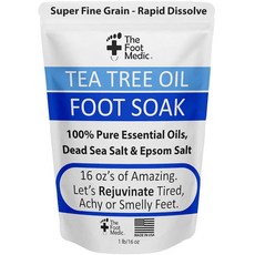 티트리 오일 풋 소크 엡섬 솔트: 가려운 발 페디큐어 냄새 나는 냄새 테라피 굳은살 연화 473.2ml (16온스)