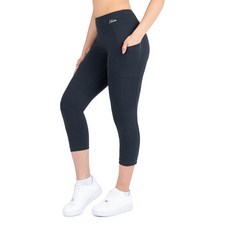 Nirlon 주머니가 있는 카프리 레깅스 - 여성용 통기성 하이 웨이스트 여성용 헤더 그레이.