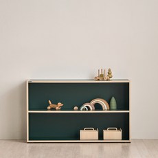 리트리 2단 교구장 1138 낮은 책장 아기 유아 어린이, 딥그린