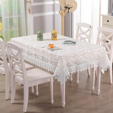 북유럽 레이스 테이블보 예쁜 망사식탁보 직사각형, 화이트 꽃A#082, 4인용(135x135cm), 1개