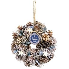 凱蒂日式精品 北歐風聖誕松果花圈 聖誕節門掛花圈 乾燥花風格佈置, 1個