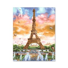 에펠탑과 반짝이는 풍경 DIY공예 보석십자수 DIY 40X50 열기구 YWC9B275, 단일