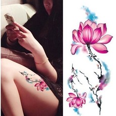 WAWA TATTOO 煙霧蓮花手臂大圖 K19 防水紋身貼紙 刺青貼紙, 1個