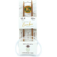 라이온 브랜드 실 대나무 뜨개질 바늘 중간/최악/아란 실용 29인치 원형 사이즈 8 5mm, Size: Size 8 (5mm)