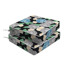 Melody Elephant 야외 의자 쿠션 2개 세트 50.8 x 10.2cm(20 20 4인치) 탈착식 커버가 있는 방수 파티오 시트 쿠션 고리버들 소파 가구용 전, 작약 정원, 20"x20"x4"