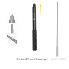 고프로 히어로 맥스 10 9 8 7 6 5 Osmo 액션 Insta360 용 셀카봉 탄소 섬유 확장형 핸드헬드 모노포드 3M 1, 01 120cm insta360 stick