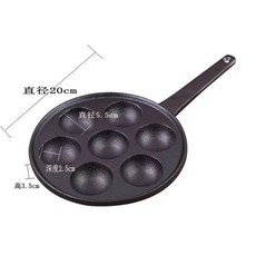 七孔丸子鍋 煎蛋鵪鶉蛋模具, 新款加大7孔丸子鍋送鋼叉油刷麻繩, 7孔