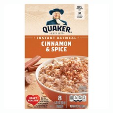 QUAKER 桂格 即食燕麥片 肉桂&香料 8入, 1個, 344g