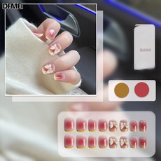 DFMEI 穿戴甲高級感手工極光閃鑽美甲甲片穿戴式新娘腮紅裸色法式假指甲, 1個, T-JF-ZK117栬語絮曦:【膠水款】