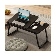 용디스토어 접이식 5단 각도조절 베드 노트북트레이 좌식테이블 독서 분리형상판, 우드