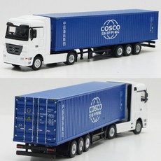 벤츠 트레일러 대형 트럭 자동차 모형 프라모델 다이캐스트 1:87, 블루 COSCO