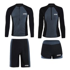 규 서핑 비치웨어 2종세트 수영복 커플 래쉬가드 슈트 자외선차단, 2XL, 남성 세트