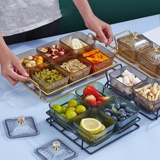 다용도 칸막이 스낵 접시 노래방 바 스낵 과일 캔디 접시 WW 블랙 4칸, 블랙3칸 * 1세트 × 1개