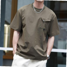 루즈핏반팔티 포켓 크루넥 골프 세미 오버핏 반팔 메쉬 우븐 티셔츠