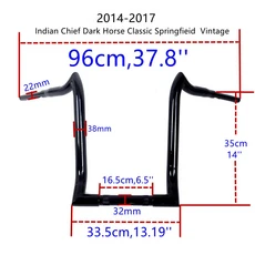 모터사이클 1-1/2인치 에이프 행어 핸들바 높이 인디언 치프 클래식 다크 호스 116 빈티지 스프링필드 2014, 01 14-17 14 inch