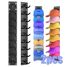 올스토어 야구 모자 보관함 강력한 접착력을 지닌 벽걸이형 랙 다층 디스플레이 9개의 수 있습니다., 01 CHINA, 01 Black-2pcs