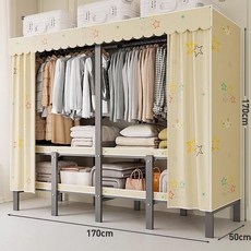 접이식 철제 옷장 무설치 자취방 원룸 이동식 패브릭 행거 이불수납 정리대 선반, 완전 조립 완료, 1.70m 스타리 드림 A