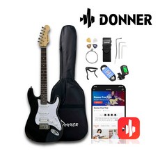 DONNER DST-100 電吉他組 - 含琴袋、贈品套組 (單單雙拾音器) 立恩樂器, 1個, 黑色