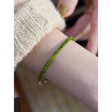 리마린 천연 그린 칼세도니 원석 팔찌 14K 골드 플레이팅 여성 데일리 심플 악세사리