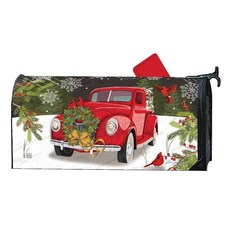 Studio M 장식용 크리스마스 홀리데이 우편포장 표준 사이즈 16.5 x 48.3cm(6.5 19인치) 우편함 내후성 비닐 빈티지 레드 트럭, Studio M 장식용 크리스마스 홀리데이 우편포장 표