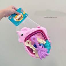 어린이 비치 세트 접이식 양동이 휴대용 모래놀이 도구 6종 세트, 1세트, 20g, 유니콘