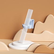 寶寶餐具W2 卡扣食品級矽膠吸管 可拆式吸管 輔食吸管 嬰幼兒吸管杯配件, 卡扣藍色（長約9CM）碗杯盤通用, 1個