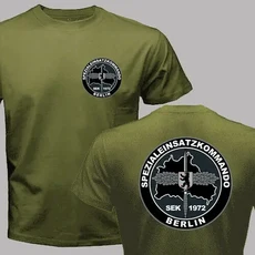 독일 SEK Spezialeinsatzkommando Polizei Berlin Fra Sudbayern 남성 티셔츠 면 티 탑 하라주쿠 스트리트, 02 XS（old）, 08 army green 1