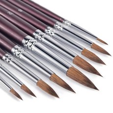 수채화 붓 세트 페인트 브러쉬 페인트 브러시 세트 9개 브러쉬 세이블 모필 아크릴 페인트 수채화 아크릴화 구아슈 화재 전문 시리즈 다용도 전문 아티스트부터, 1개, 상세페이지 참조